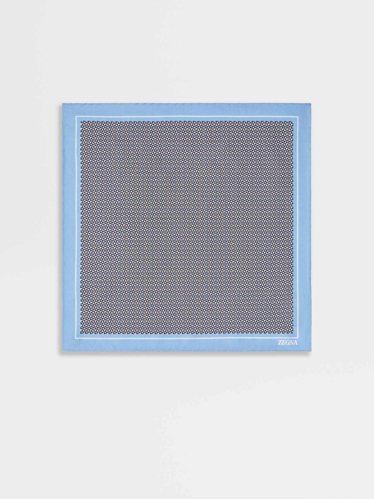 Light Blue Silk Printed Pocket Square